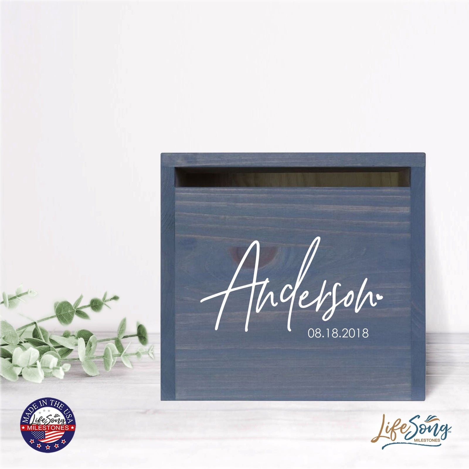 Personalized Wooden Card Box for Wedding Ceremonies, Venues, Receptions, Bridal Showers, and Engagement Parties 13.5x12 - Anderson (Heart) - LifeSong Milestones