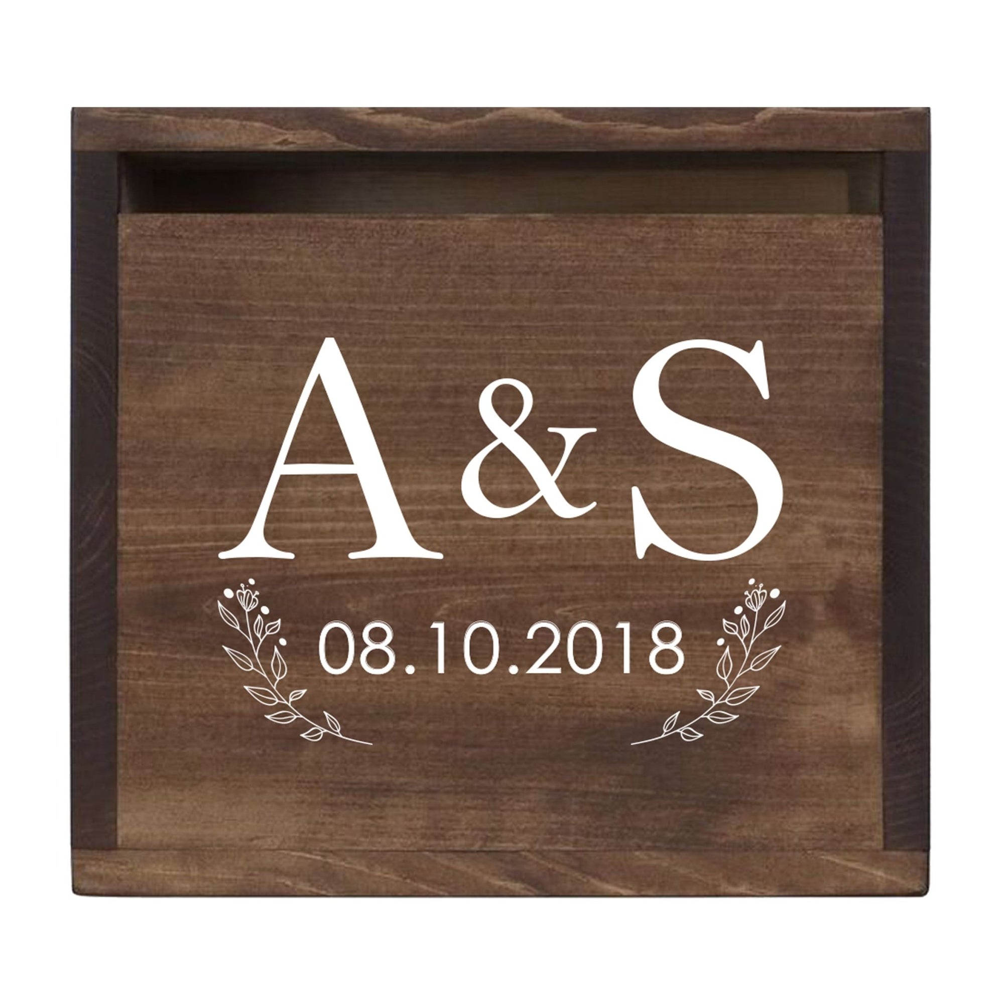 Personalized Wooden Card Box for Wedding Ceremonies, Venues, Receptions, Bridal Showers, and Engagement Parties 13.5x12 - A&S (Flowers) - LifeSong Milestones