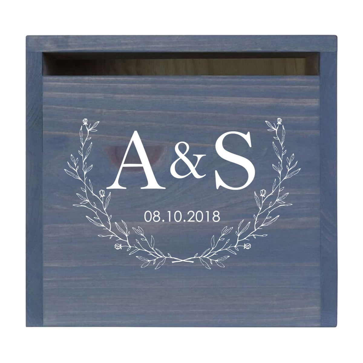 Personalized Wooden Card Box for Wedding Ceremonies, Venues, Receptions, Bridal Showers, and Engagement Parties 13.5x12 - A&amp;S (Leaves) - LifeSong Milestones