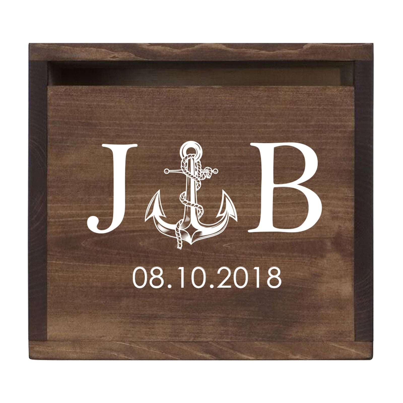 Personalized Wooden Card Box for Wedding Ceremonies, Venues, Receptions, Bridal Showers, and Engagement Parties 13.5x12 - J&B (Anchor) - LifeSong Milestones