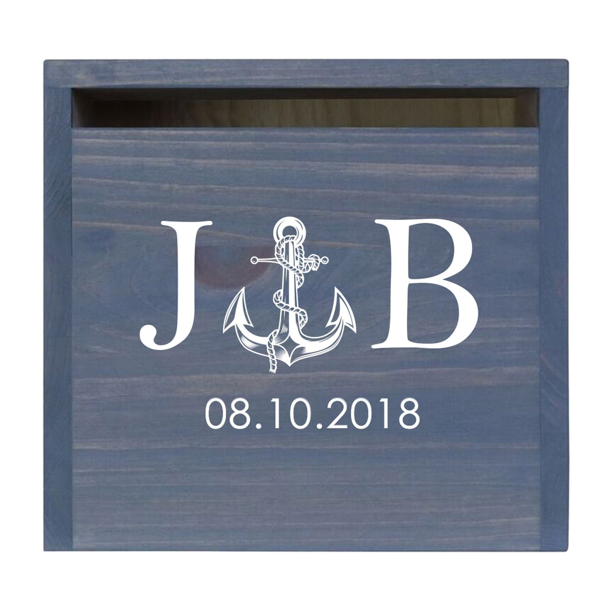Personalized Wooden Card Box for Wedding Ceremonies, Venues, Receptions, Bridal Showers, and Engagement Parties 13.5x12 - J&B (Anchor) - LifeSong Milestones