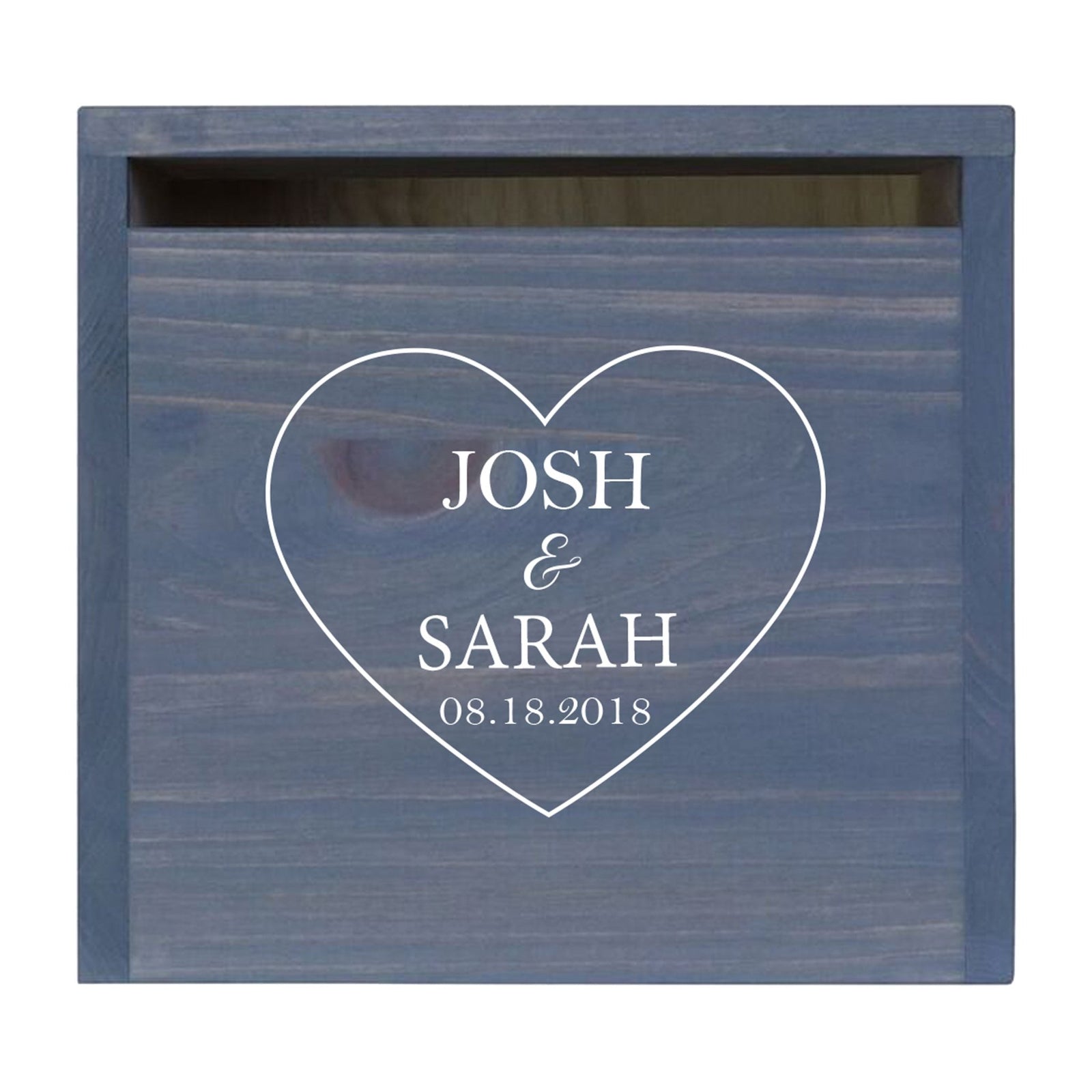 Personalized Wooden Card Box for Wedding Ceremonies, Venues, Receptions, Bridal Showers, and Engagement Parties 13.5x12 - Josh & Sarah (Heart) - LifeSong Milestones