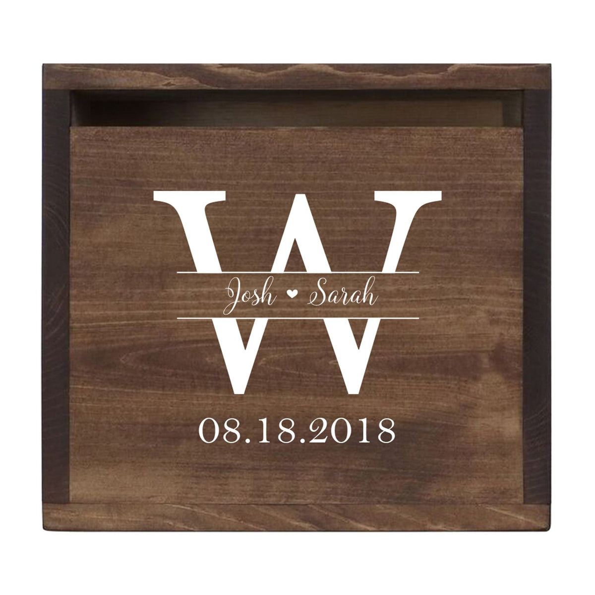 Personalized Wooden Card Box for Wedding Ceremonies, Venues, Receptions, Bridal Showers, and Engagement Parties 13.5x12 - Josh & Sarah (W) - LifeSong Milestones