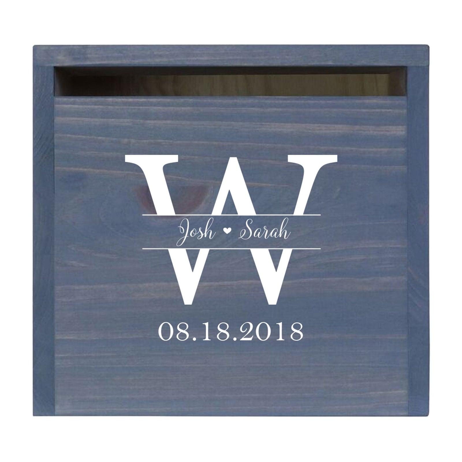 Personalized Wooden Card Box for Wedding Ceremonies, Venues, Receptions, Bridal Showers, and Engagement Parties 13.5x12 - Josh & Sarah (W) - LifeSong Milestones