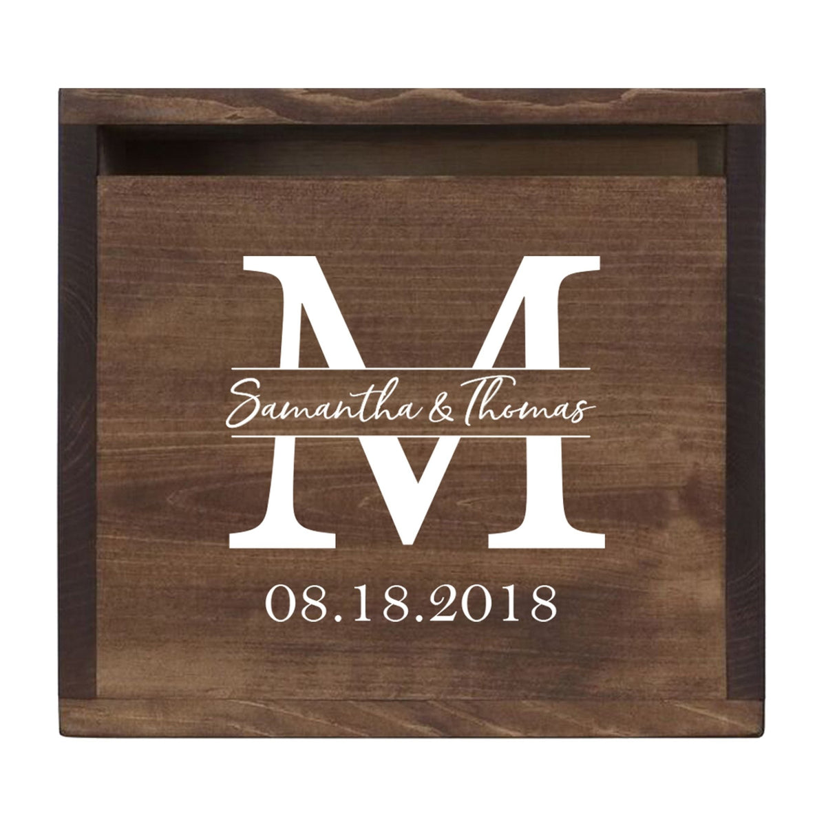 Personalized Wooden Card Box for Wedding Ceremonies, Venues, Receptions, Bridal Showers, and Engagement Parties 13.5x12 - Samatha &amp; Thomas (M) - LifeSong Milestones