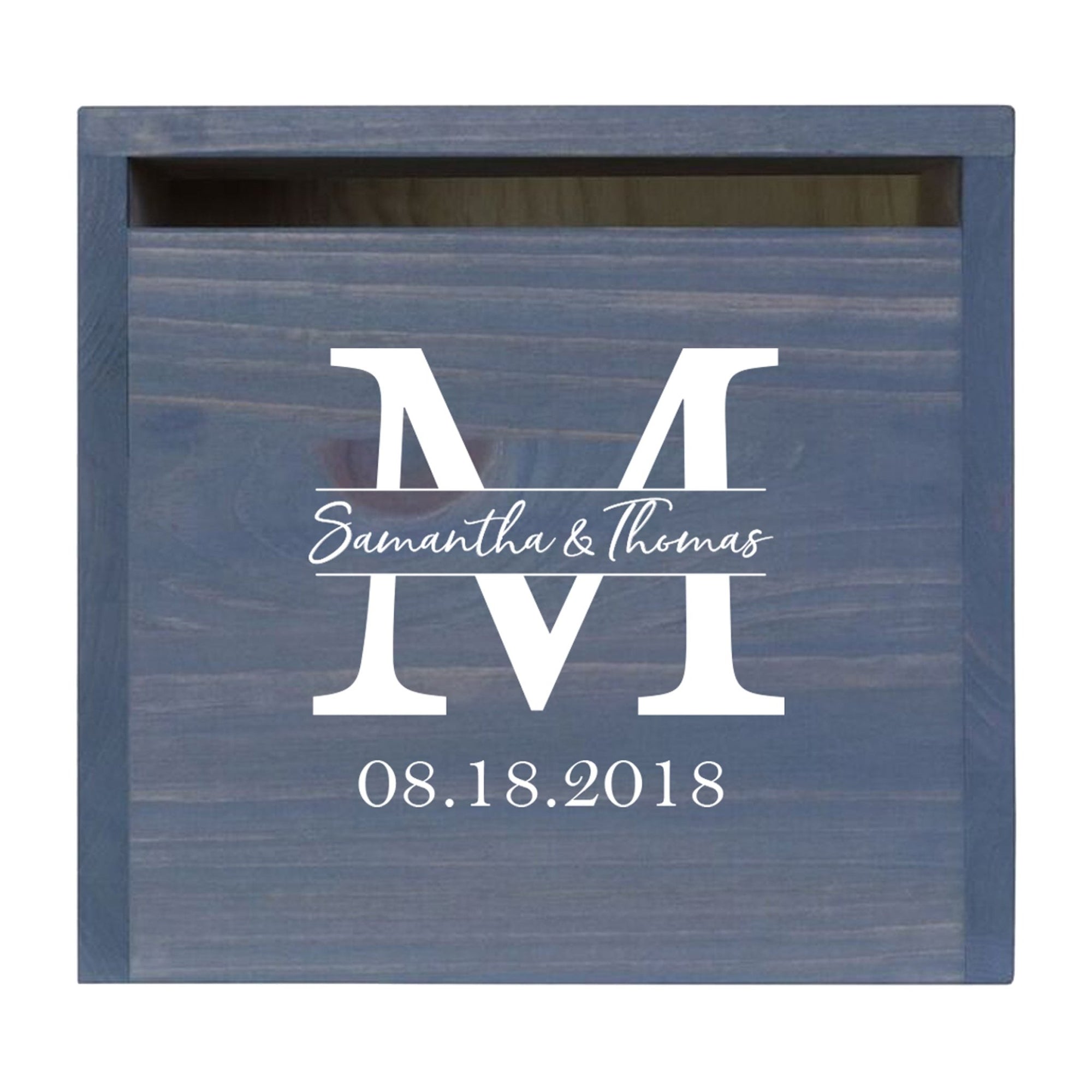 Personalized Wooden Card Box for Wedding Ceremonies, Venues, Receptions, Bridal Showers, and Engagement Parties 13.5x12 - Samatha & Thomas (M) - LifeSong Milestones