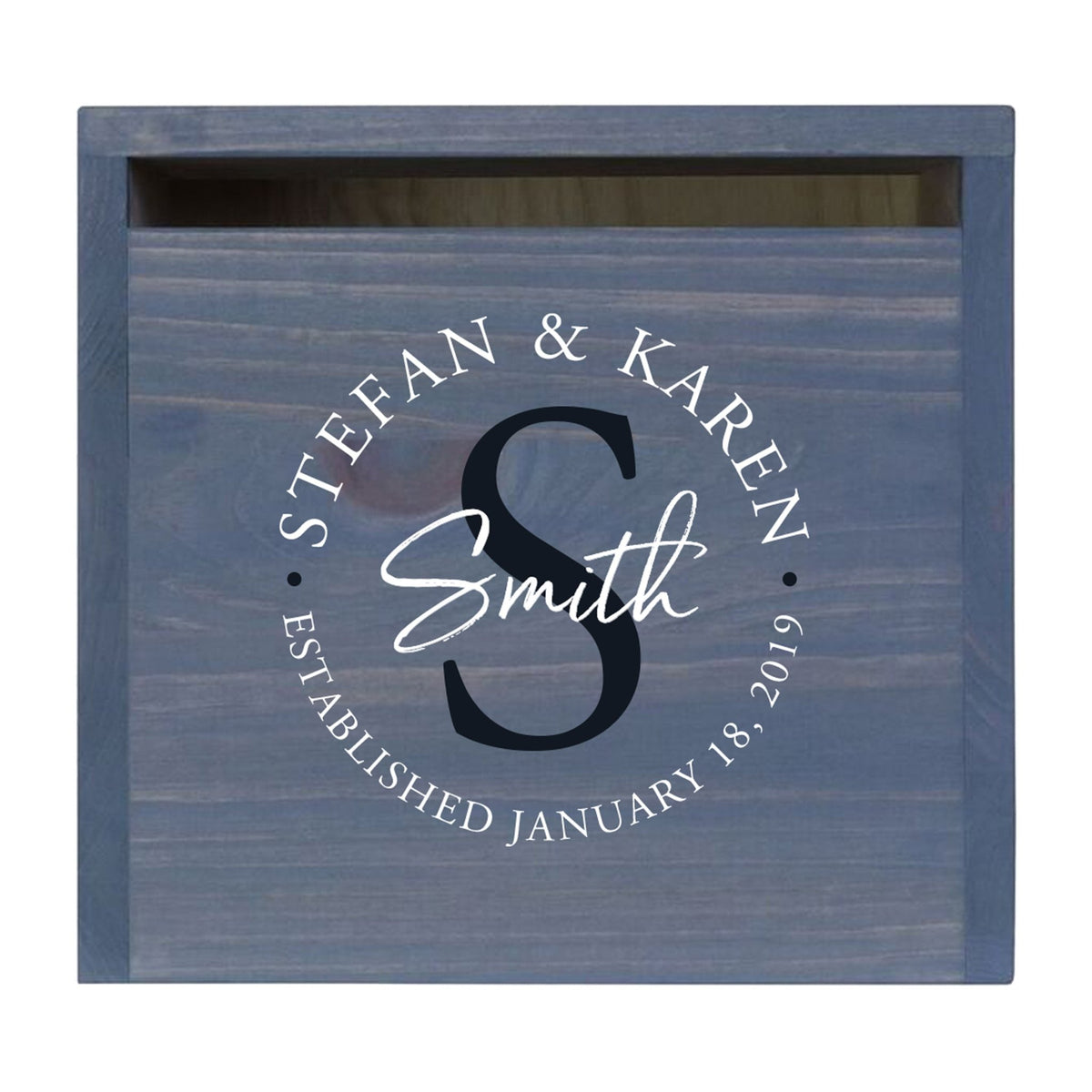 Personalized Wooden Card Box for Wedding Ceremonies, Venues, Receptions, Bridal Showers, and Engagement Parties 13.5x12 - Stefan &amp; Karen (S) - LifeSong Milestones