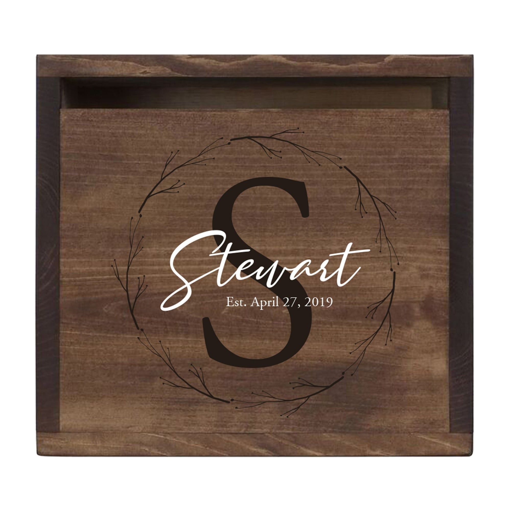 Personalized Wooden Card Box for Wedding Ceremonies, Venues, Receptions, Bridal Showers, and Engagement Parties 13.5x12 - Stewart (S) - LifeSong Milestones
