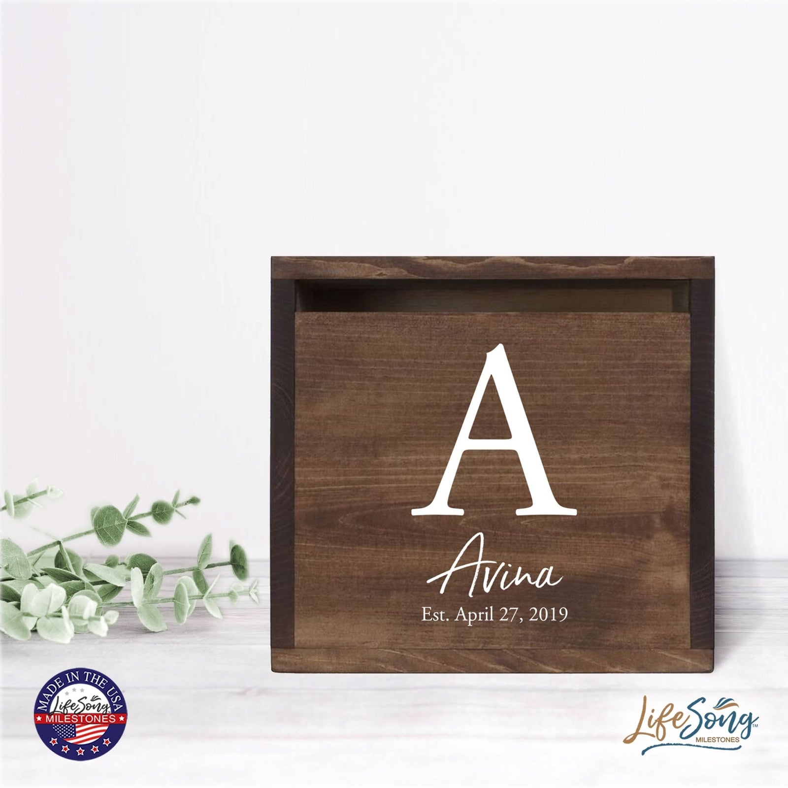 Personalized Wooden Card Box for Wedding Ceremonies, Venues, Receptions, Bridal Showers, and Engagement Parties 13.5x12 - The Avina - LifeSong Milestones