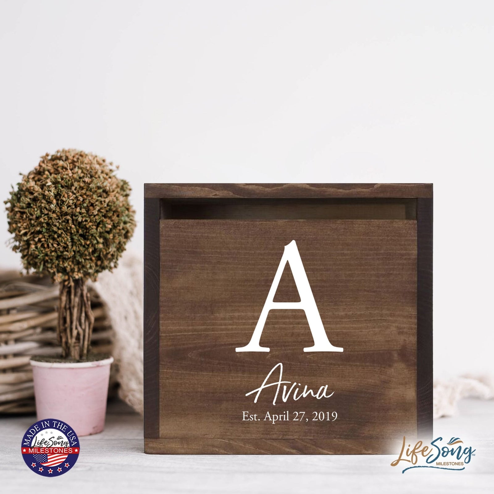 Personalized Wooden Card Box for Wedding Ceremonies, Venues, Receptions, Bridal Showers, and Engagement Parties 13.5x12 - The Avina - LifeSong Milestones