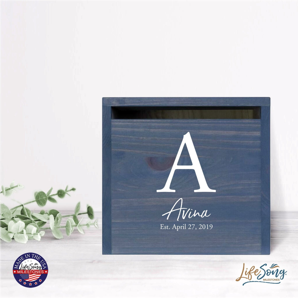 Personalized Wooden Card Box for Wedding Ceremonies, Venues, Receptions, Bridal Showers, and Engagement Parties 13.5x12 - The Avina - LifeSong Milestones