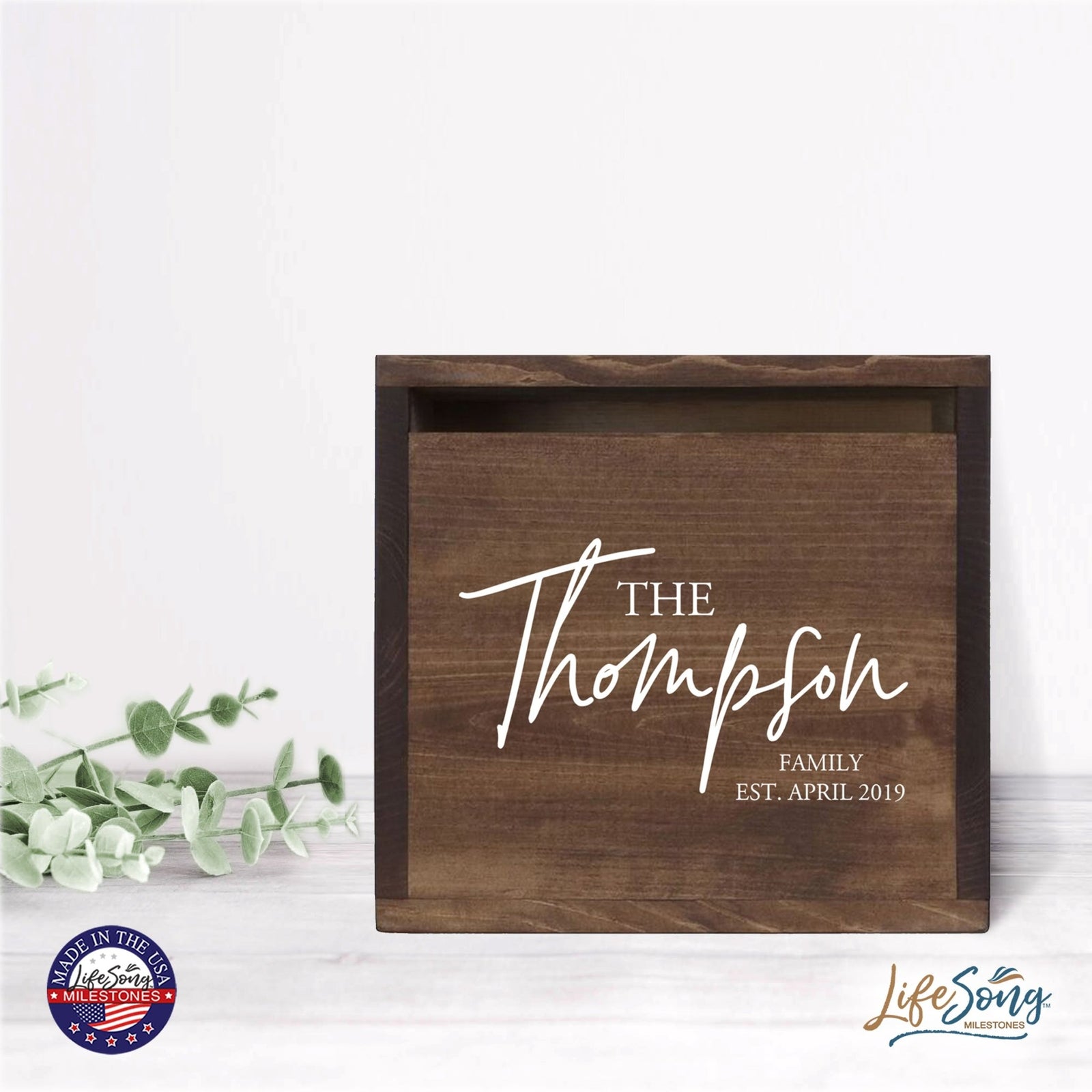 Personalized Wooden Card Box for Wedding Ceremonies, Venues, Receptions, Bridal Showers, and Engagement Parties 13.5x12 - The Thompson - LifeSong Milestones