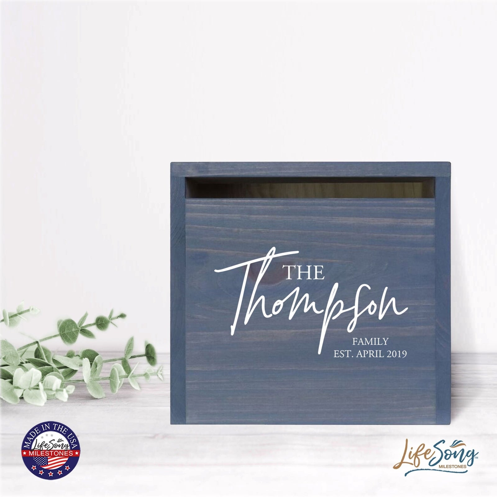 Personalized Wooden Card Box for Wedding Ceremonies, Venues, Receptions, Bridal Showers, and Engagement Parties 13.5x12 - The Thompson - LifeSong Milestones