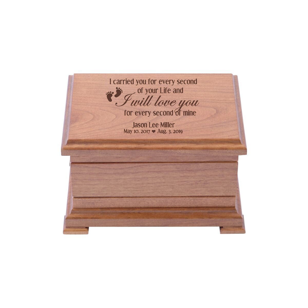 Personalized Wooden Cherry Keepsake Box for Baby - 7.75x5.75x4.75 - LifeSong Milestones