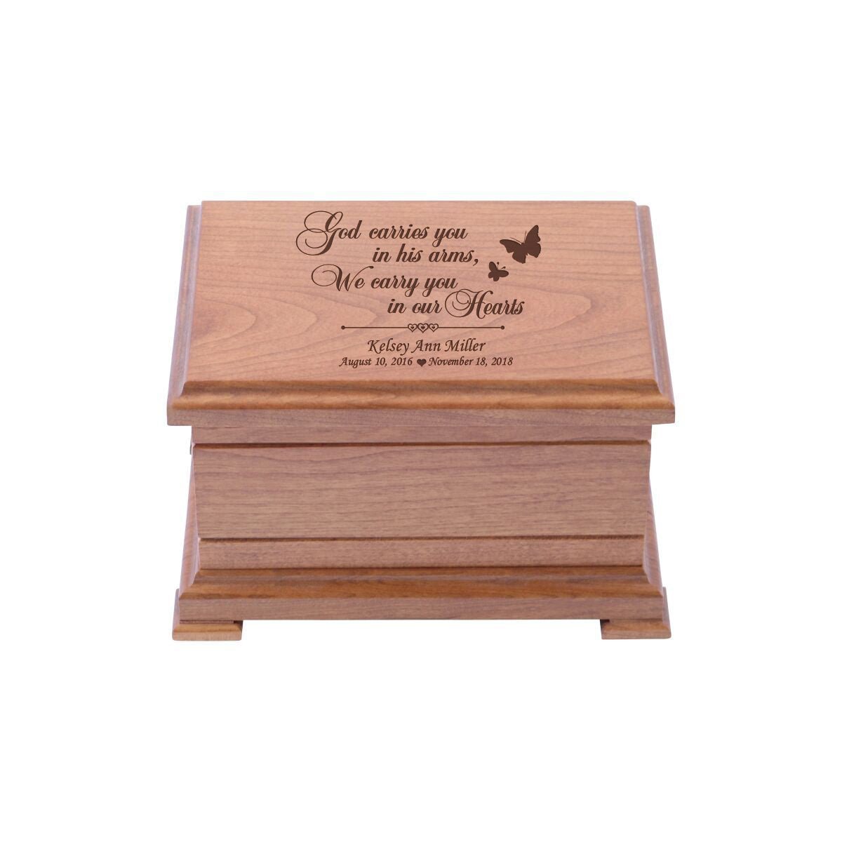 Personalized Wooden Cherry Keepsake Box for Baby - 7.75x5.75x4.75 - LifeSong Milestones