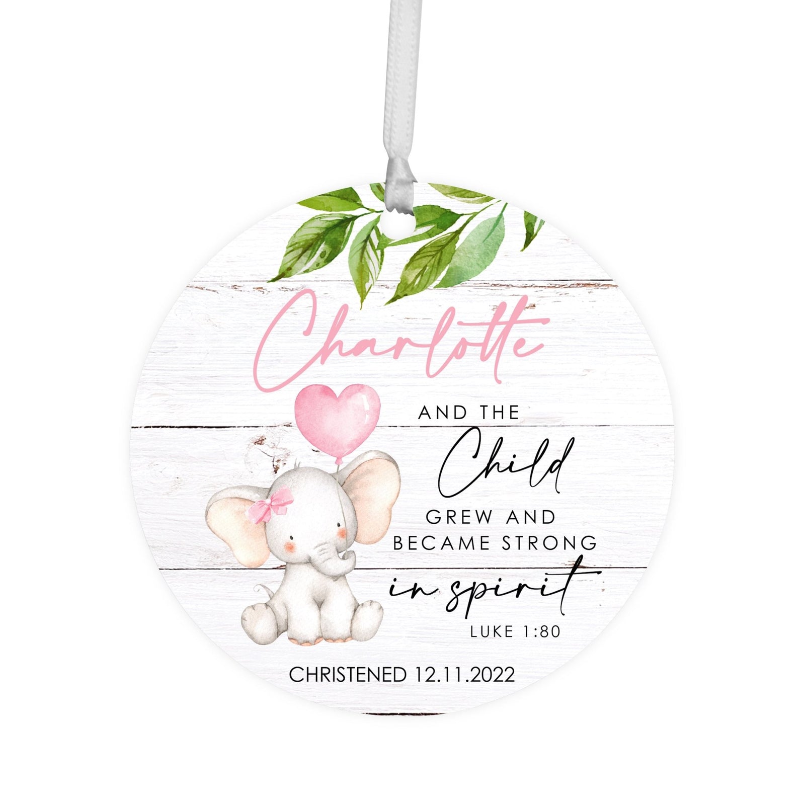 Personalized Wooden Christening Ornament - Be Strong & Courageous - LifeSong Milestones