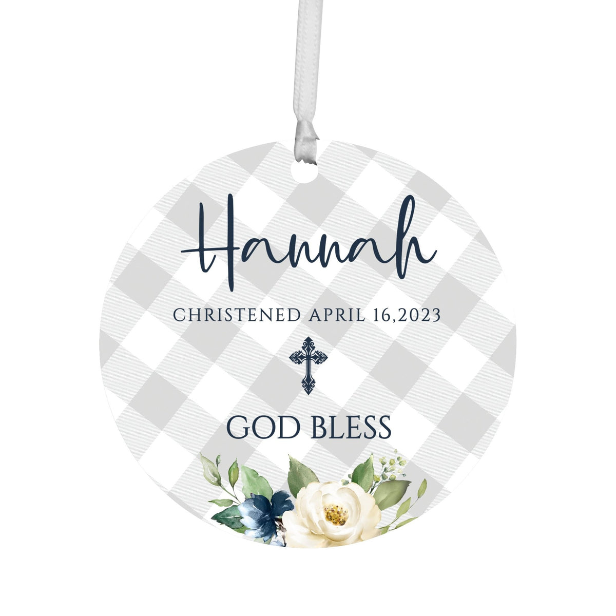 Personalized Wooden Christening Ornament - Be Strong & Courageous - LifeSong Milestones