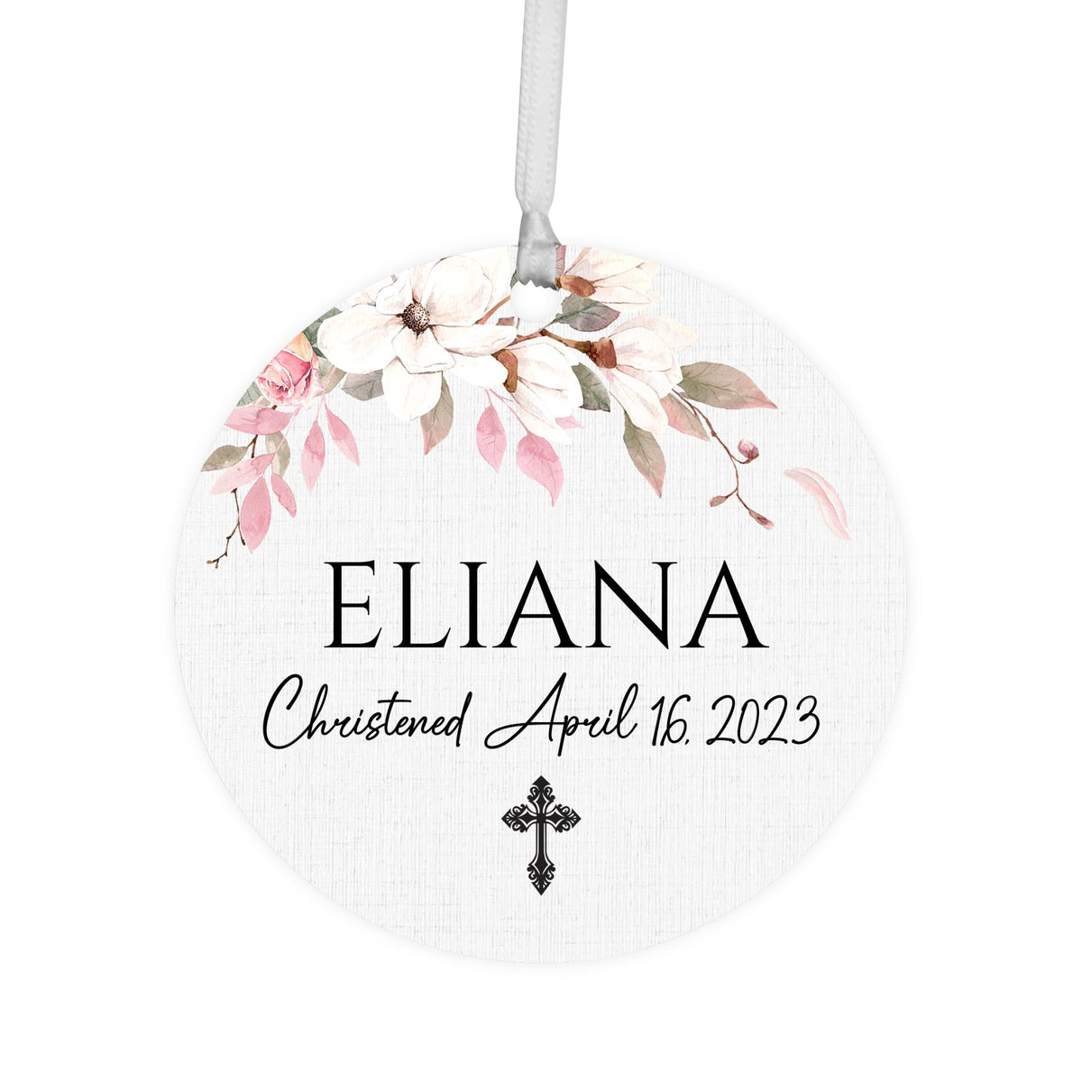 Personalized Wooden Christening Ornament - Be Strong & Courageous - LifeSong Milestones