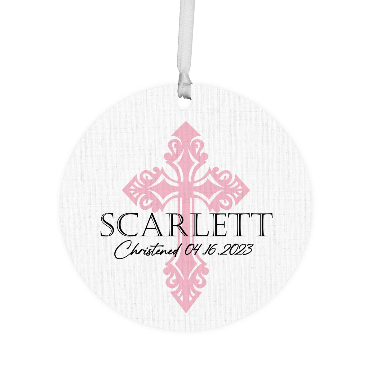 Personalized Wooden Christening Ornament - Be Strong & Courageous - LifeSong Milestones