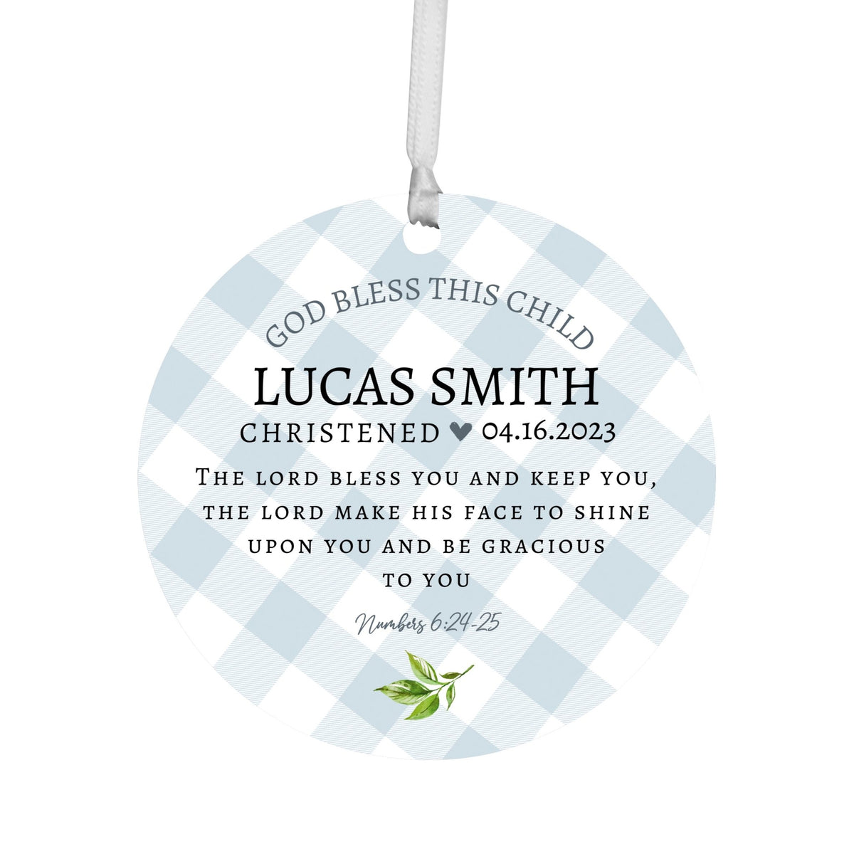 Personalized Wooden Christening Ornament - Be Strong & Courageous - LifeSong Milestones
