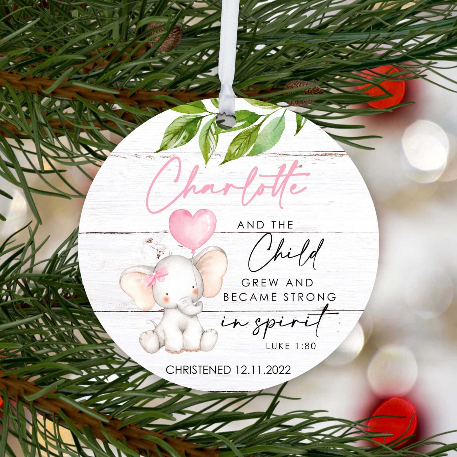 Personalized Wooden Christening Ornament - Be Strong & Courageous - LifeSong Milestones