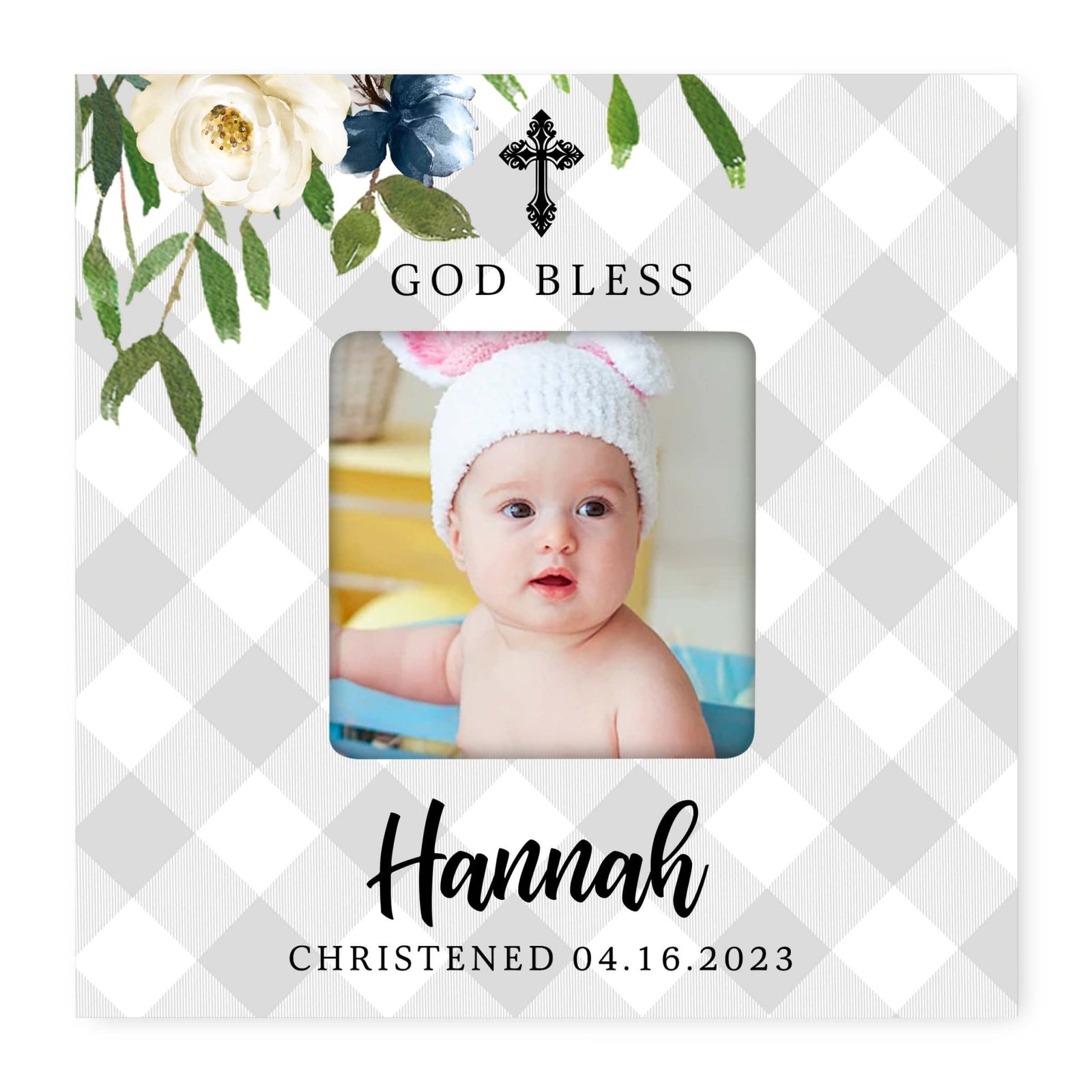 Personalized Wooden Christening Picture Frame - LifeSong Milestones