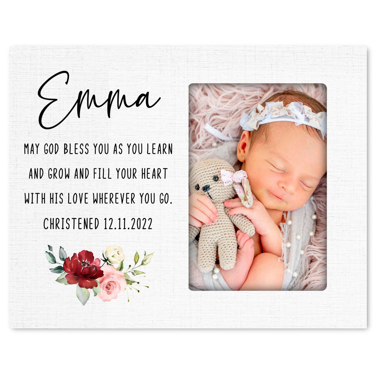 Personalized Wooden Christening Picture Frame - LifeSong Milestones