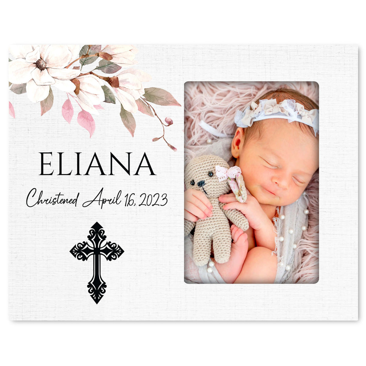Personalized Wooden Christening Picture Frame - LifeSong Milestones