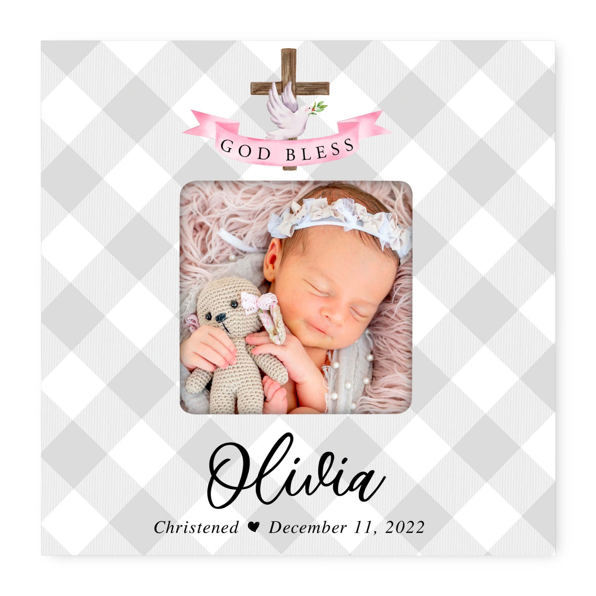 Personalized Wooden Christening Picture Frame - LifeSong Milestones