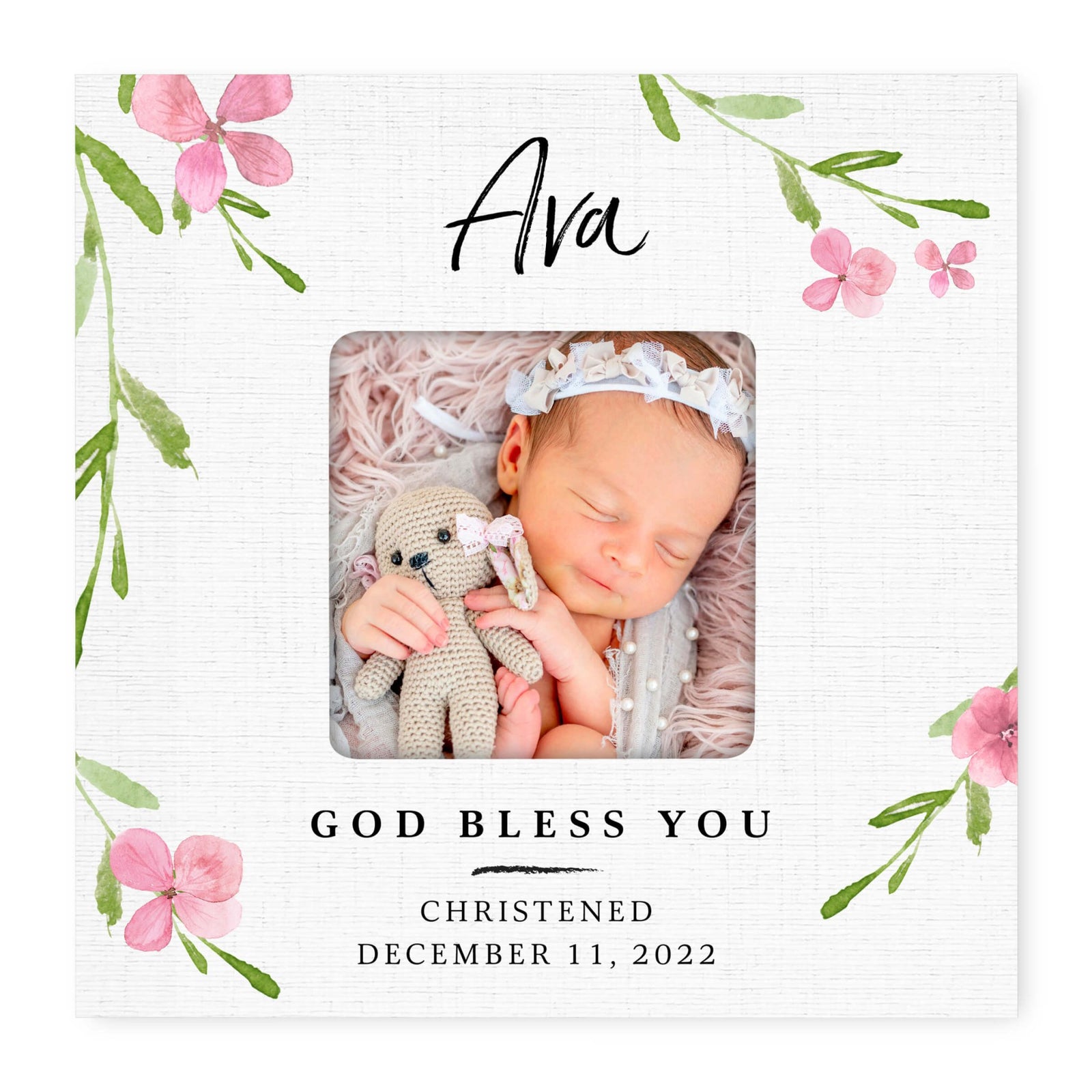Personalized Wooden Christening Picture Frame - LifeSong Milestones