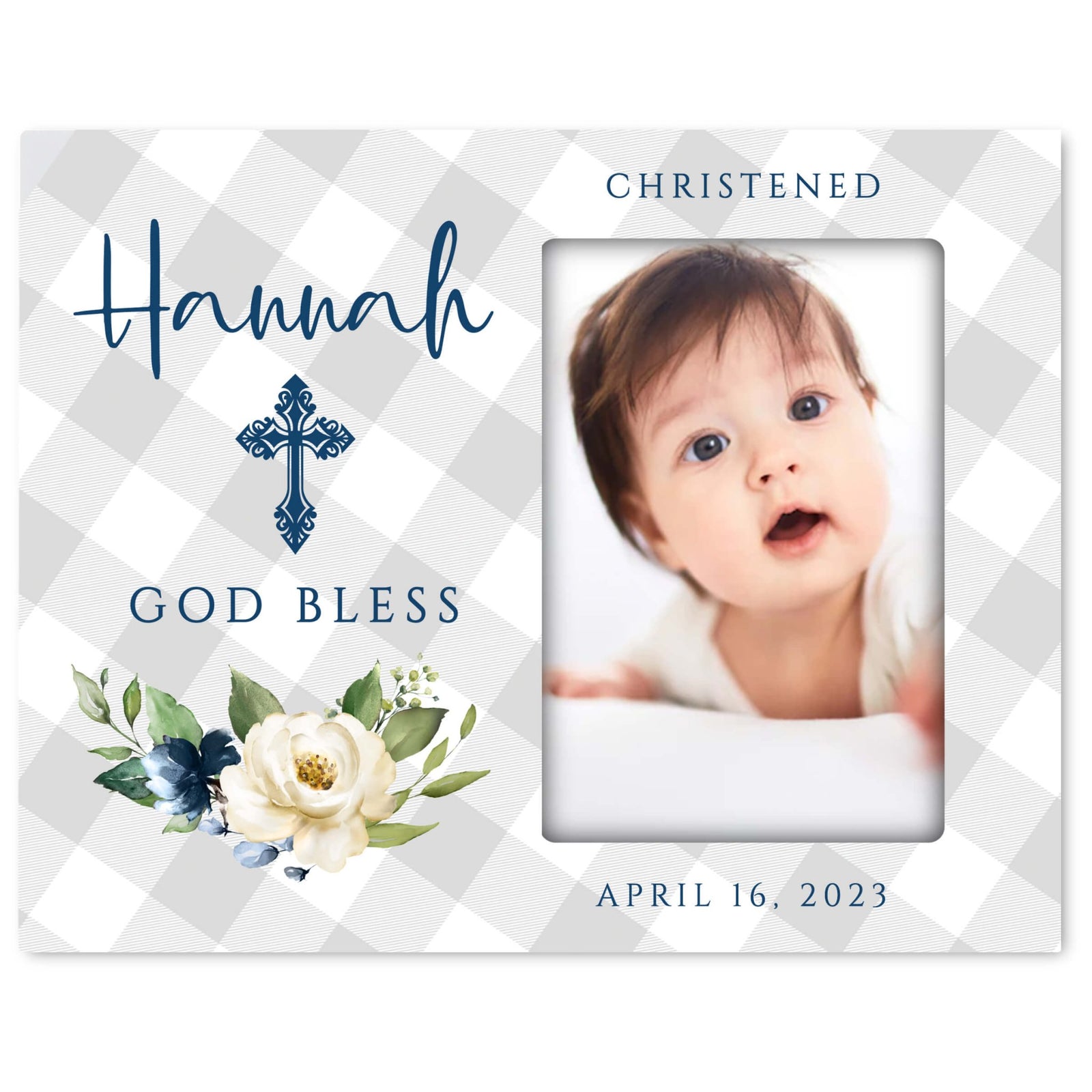 Personalized Wooden Christening Picture Frame - LifeSong Milestones