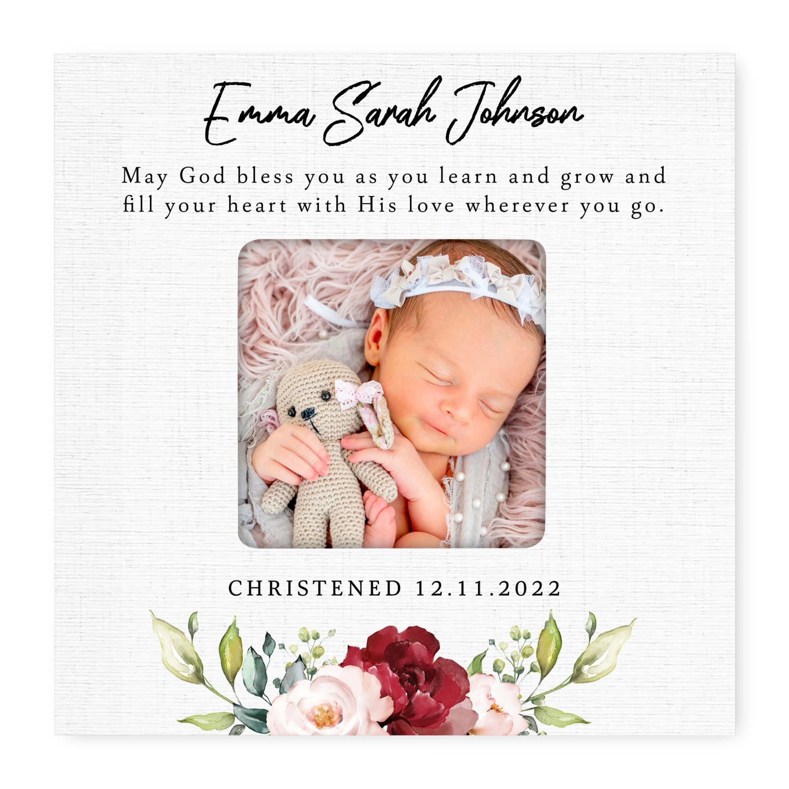 Personalized Wooden Christening Picture Frame - LifeSong Milestones