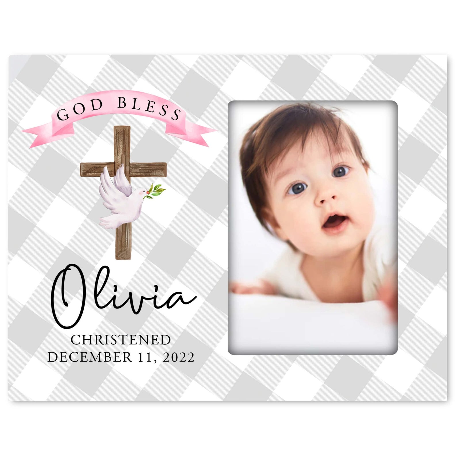 Personalized Wooden Christening Picture Frame - LifeSong Milestones
