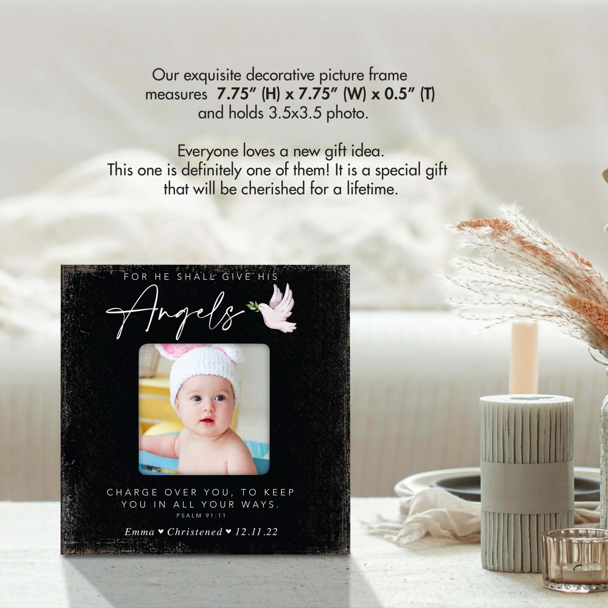 Personalized Wooden Christening Picture Frame - LifeSong Milestones