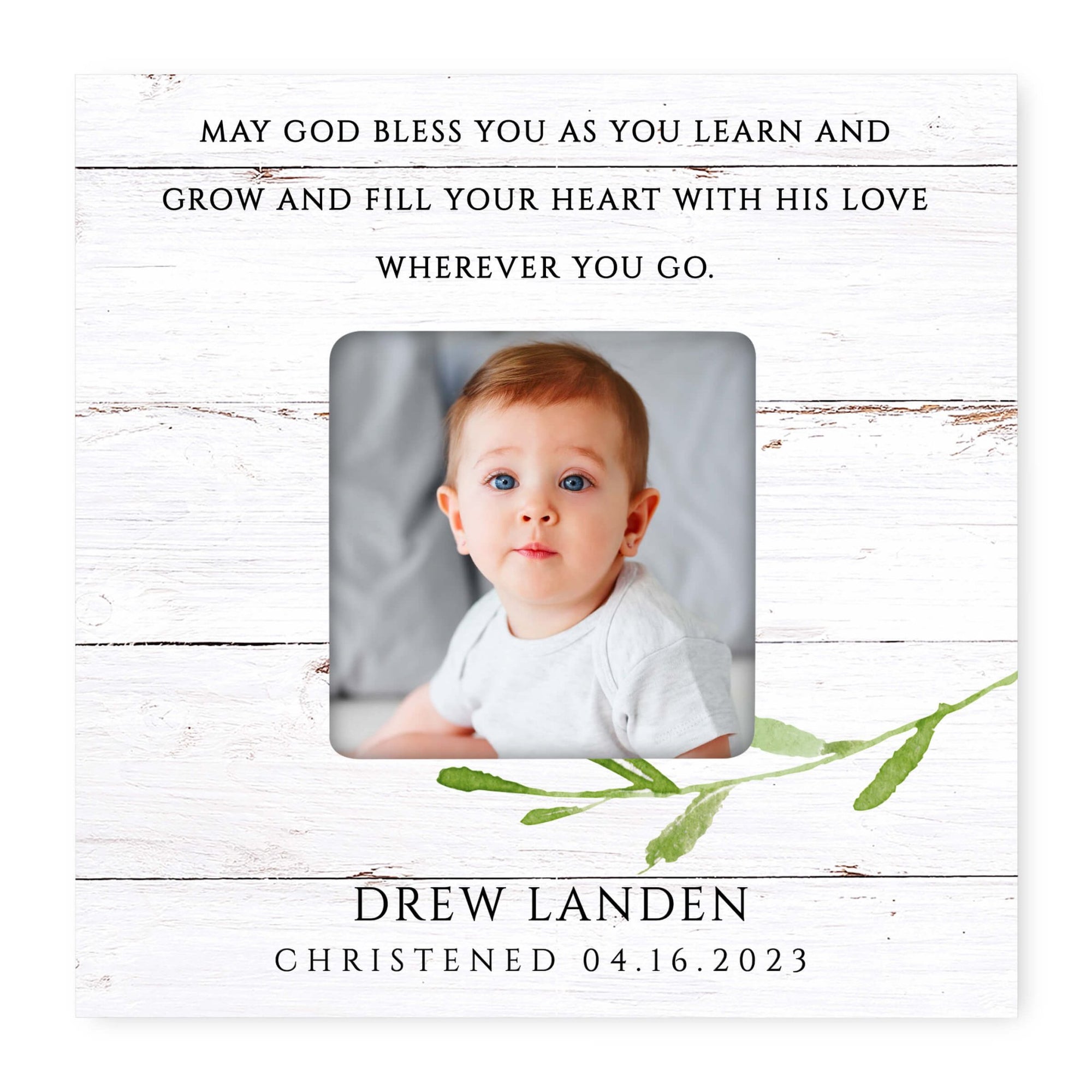 Personalized Wooden Christening Picture Frame - LifeSong Milestones