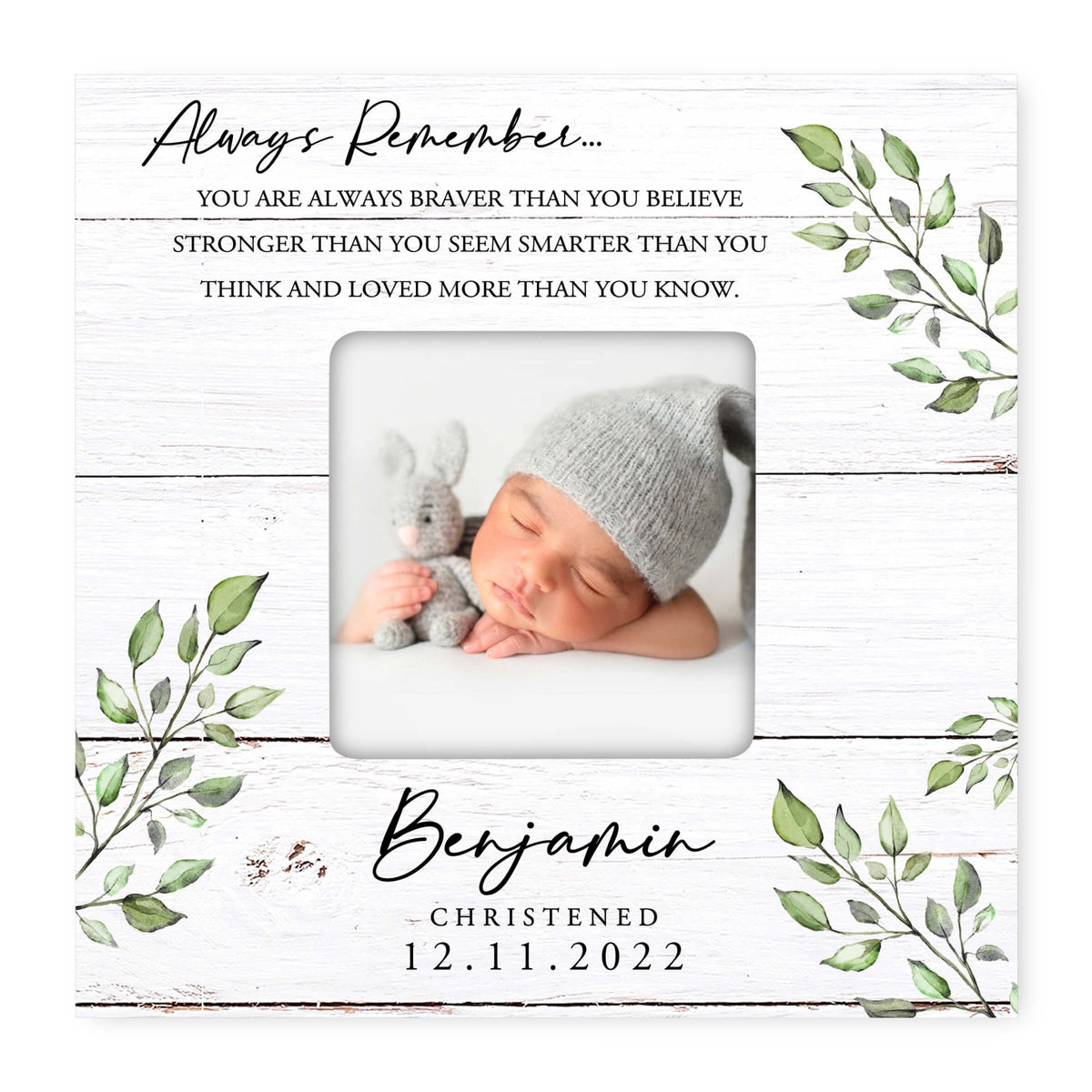 Personalized Wooden Christening Picture Frame - LifeSong Milestones