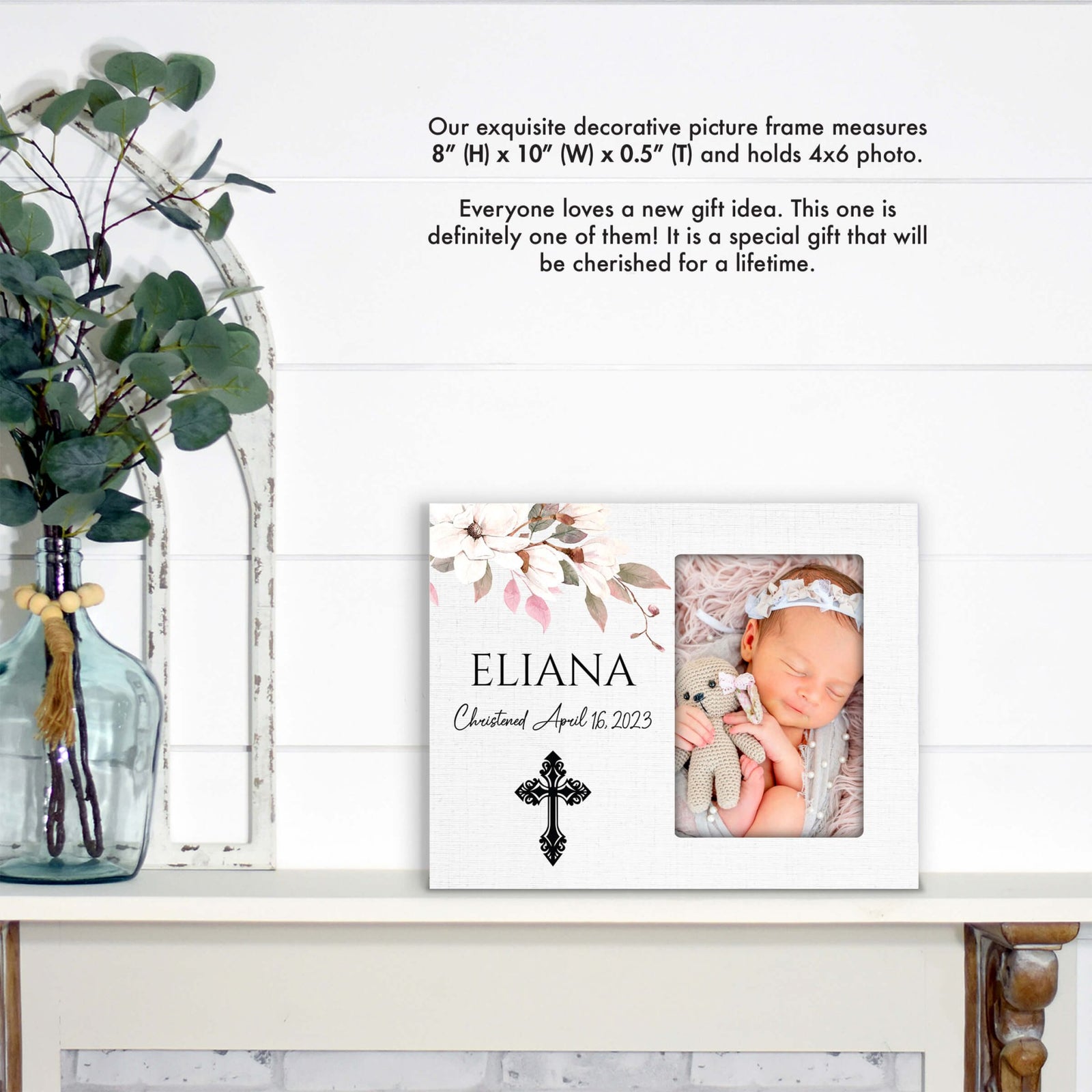 Personalized Wooden Christening Picture Frame - LifeSong Milestones