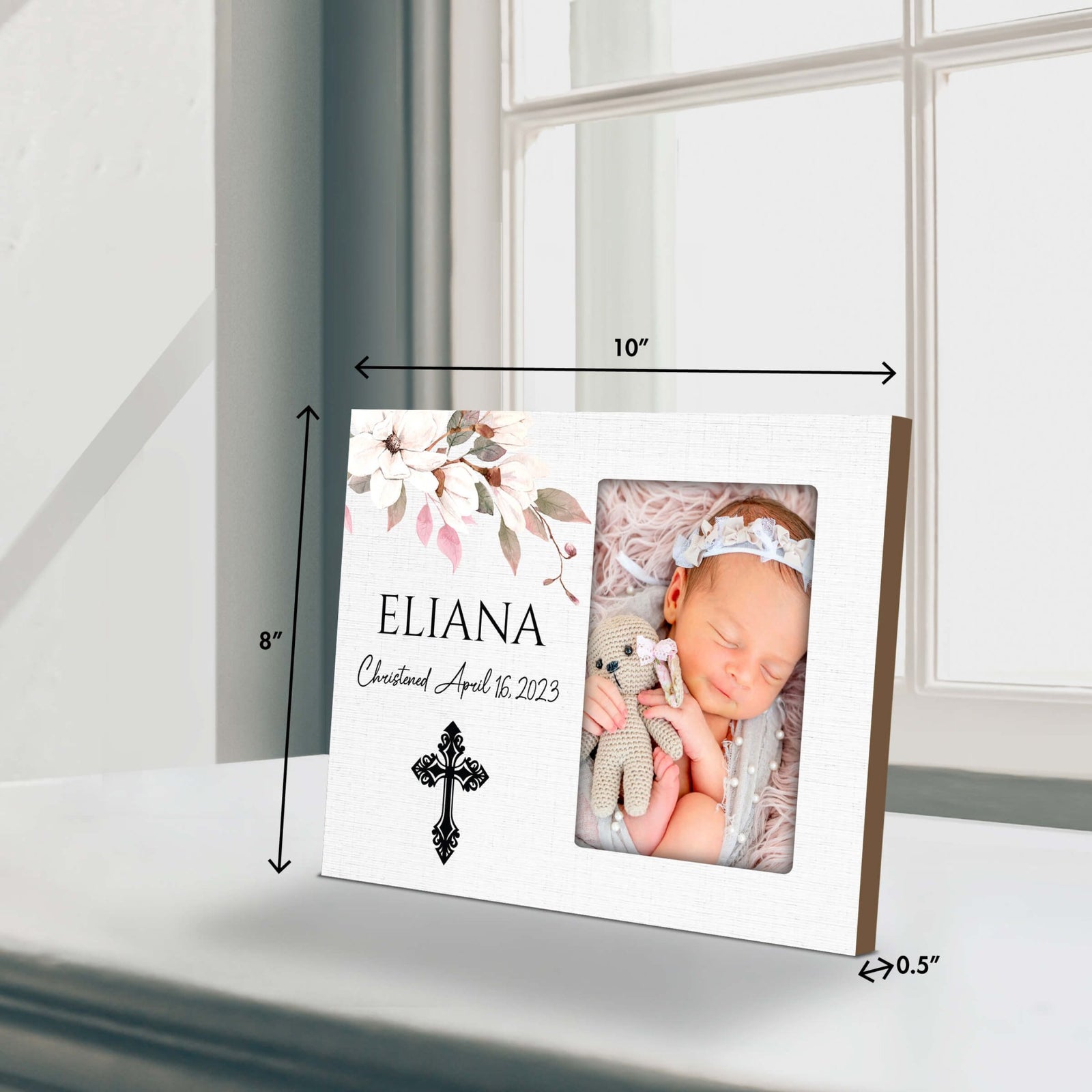 Personalized Wooden Christening Picture Frame - LifeSong Milestones