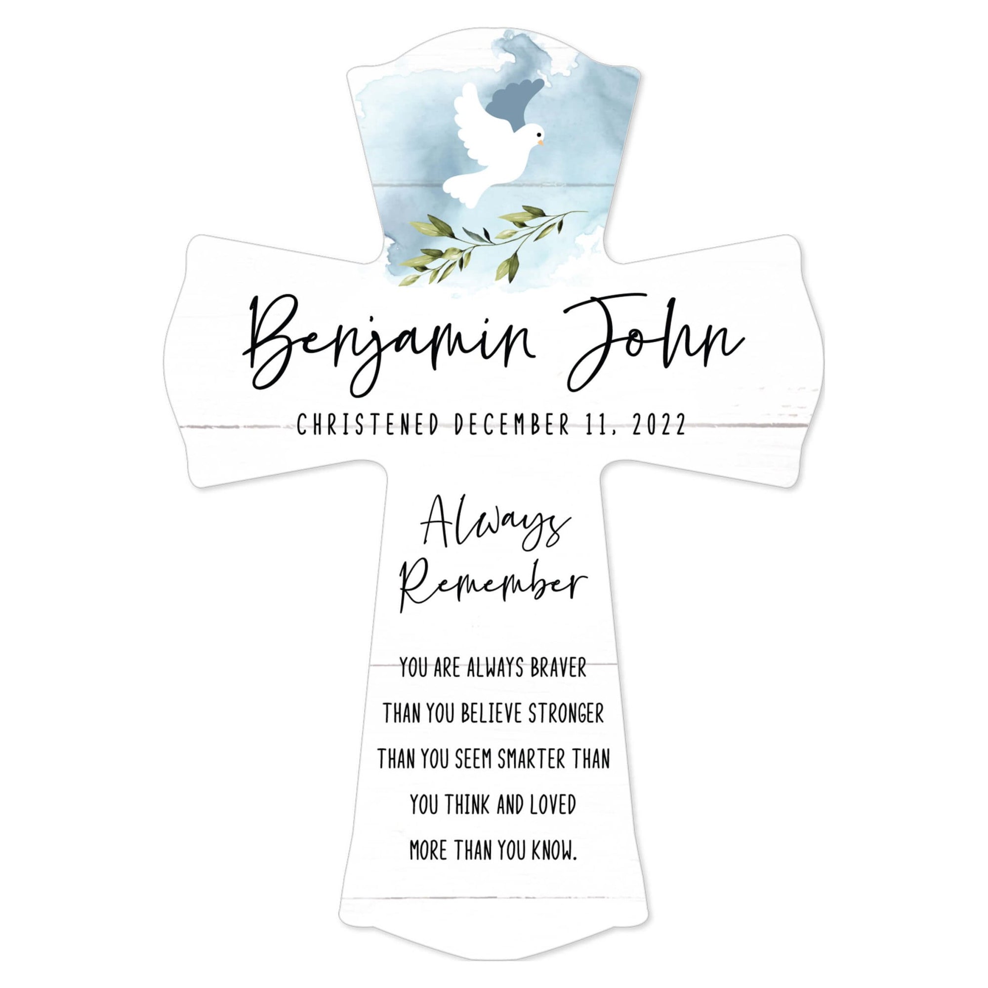 Personalized Wooden Cross for Christening Gifts - Always Remember - LifeSong Milestones