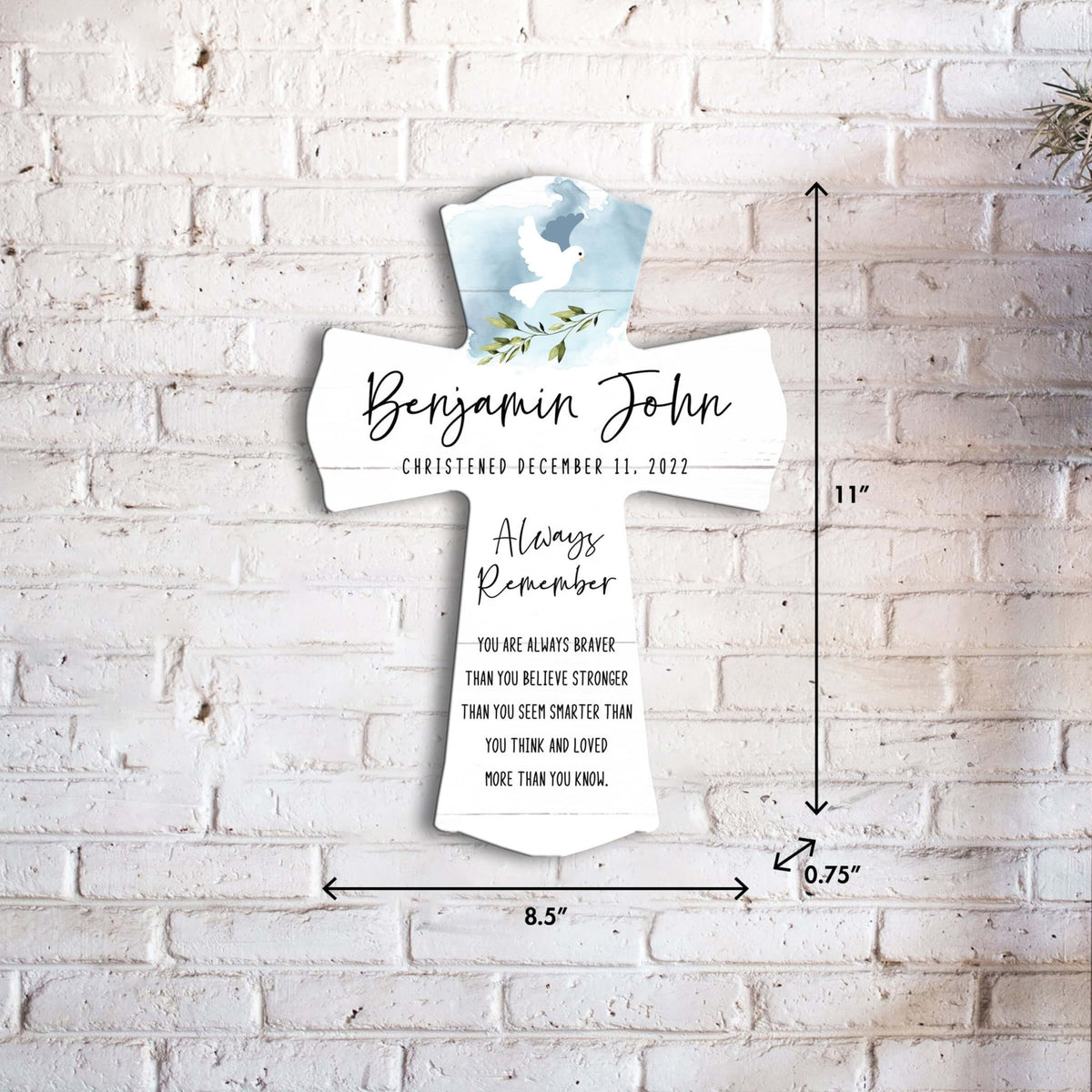 Personalized Wooden Cross for Christening Gifts - Always Remember - LifeSong Milestones