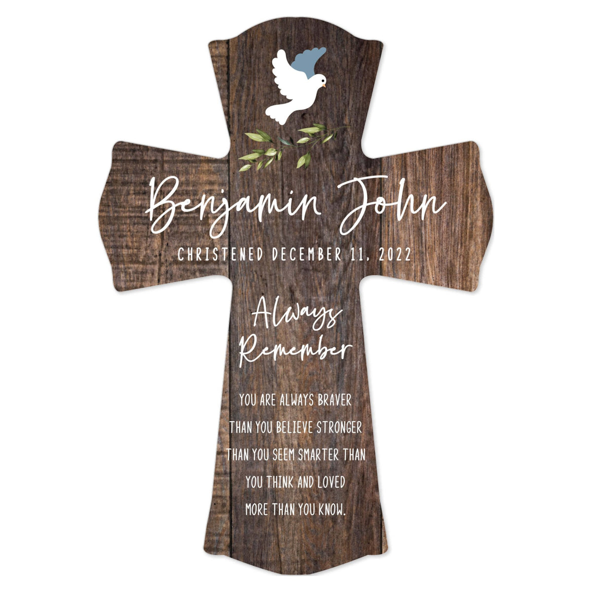 Personalized Wooden Cross for Christening Gifts - Always Remember - LifeSong Milestones