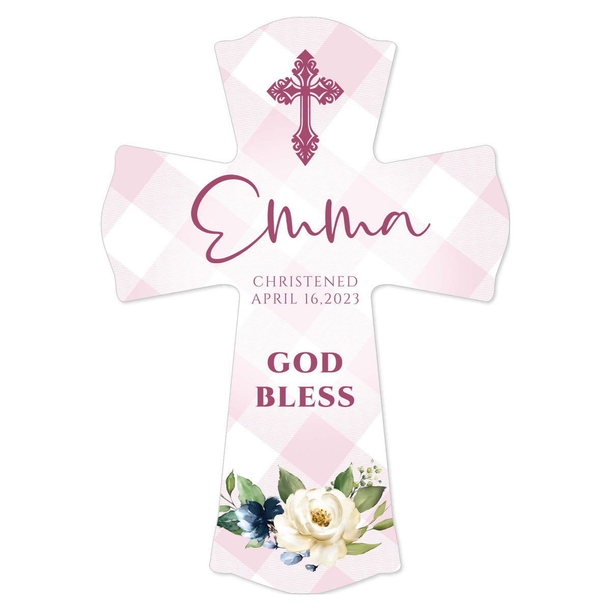 Personalized Wooden Cross for Christening Gifts - Christened - LifeSong Milestones