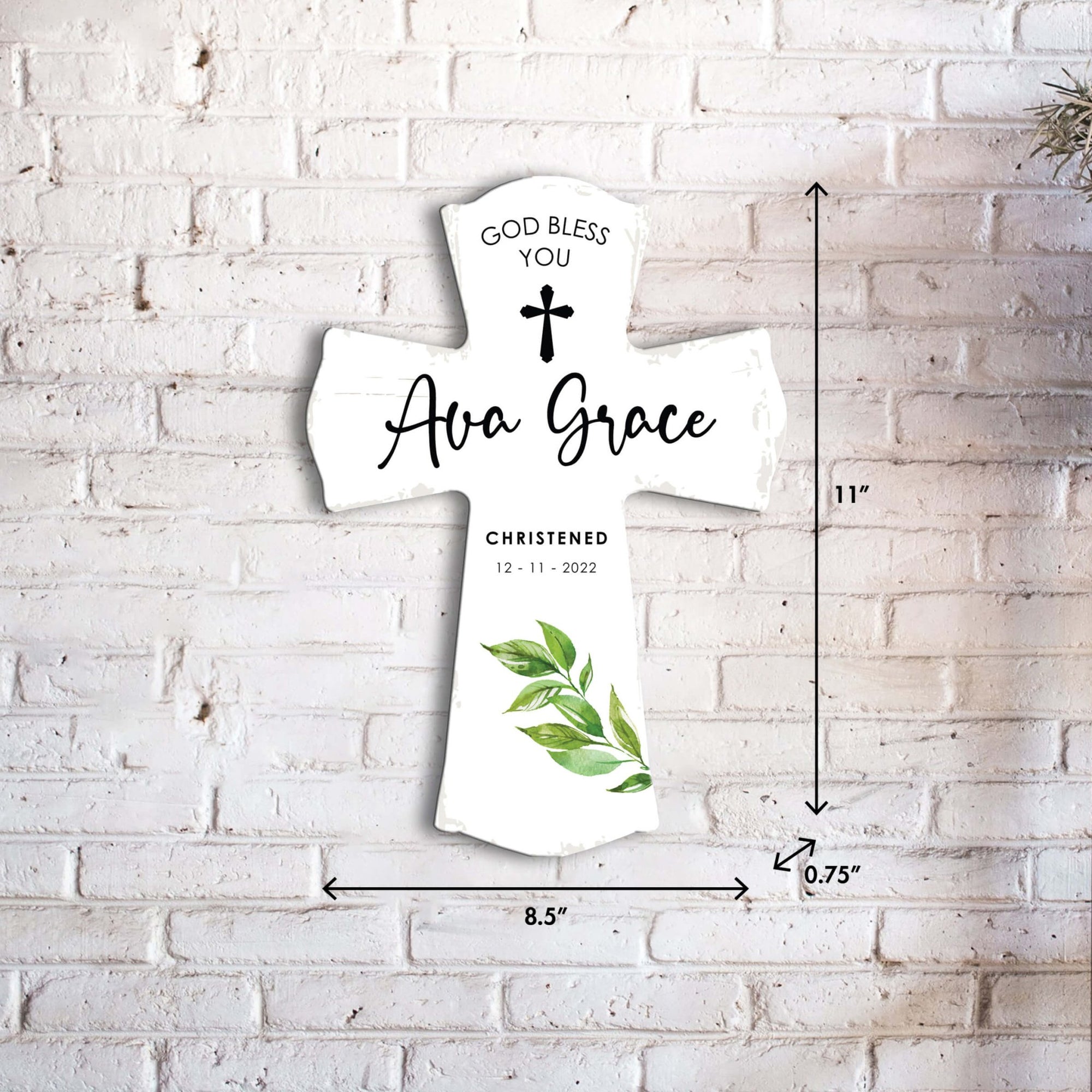 Personalized Wooden Cross for Christening Gifts - God Bless You - LifeSong Milestones