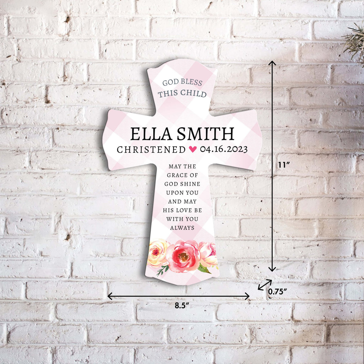 Personalized Wooden Cross for Christening Gifts - May The Grace - LifeSong Milestones