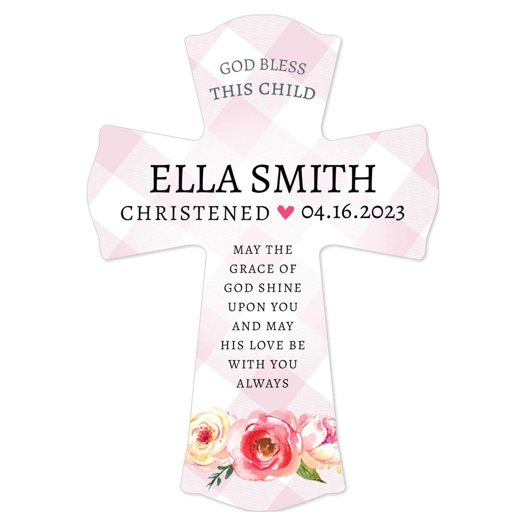 Personalized Wooden Cross for Christening Gifts - May The Grace - LifeSong Milestones