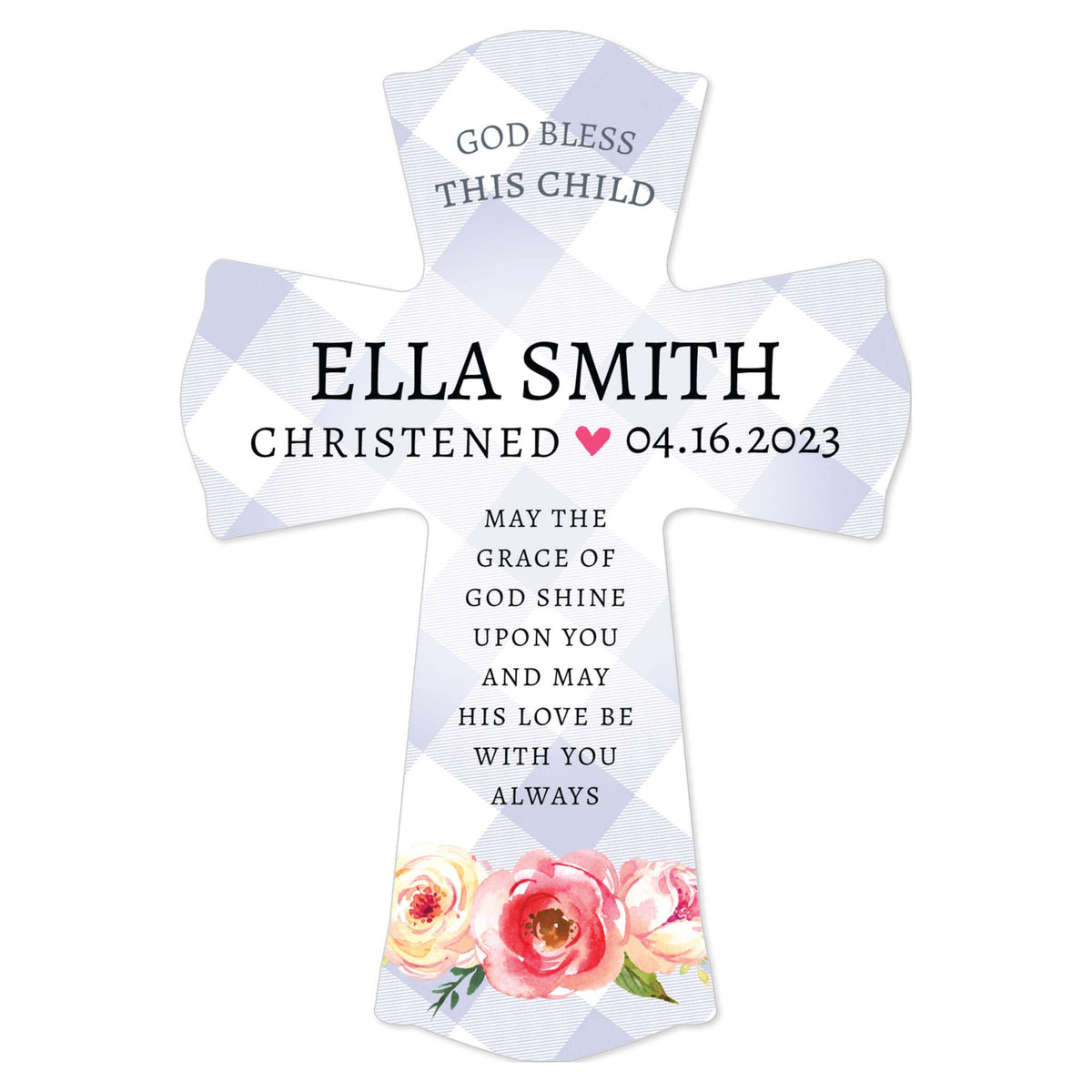 Personalized Wooden Cross for Christening Gifts - May The Grace - LifeSong Milestones