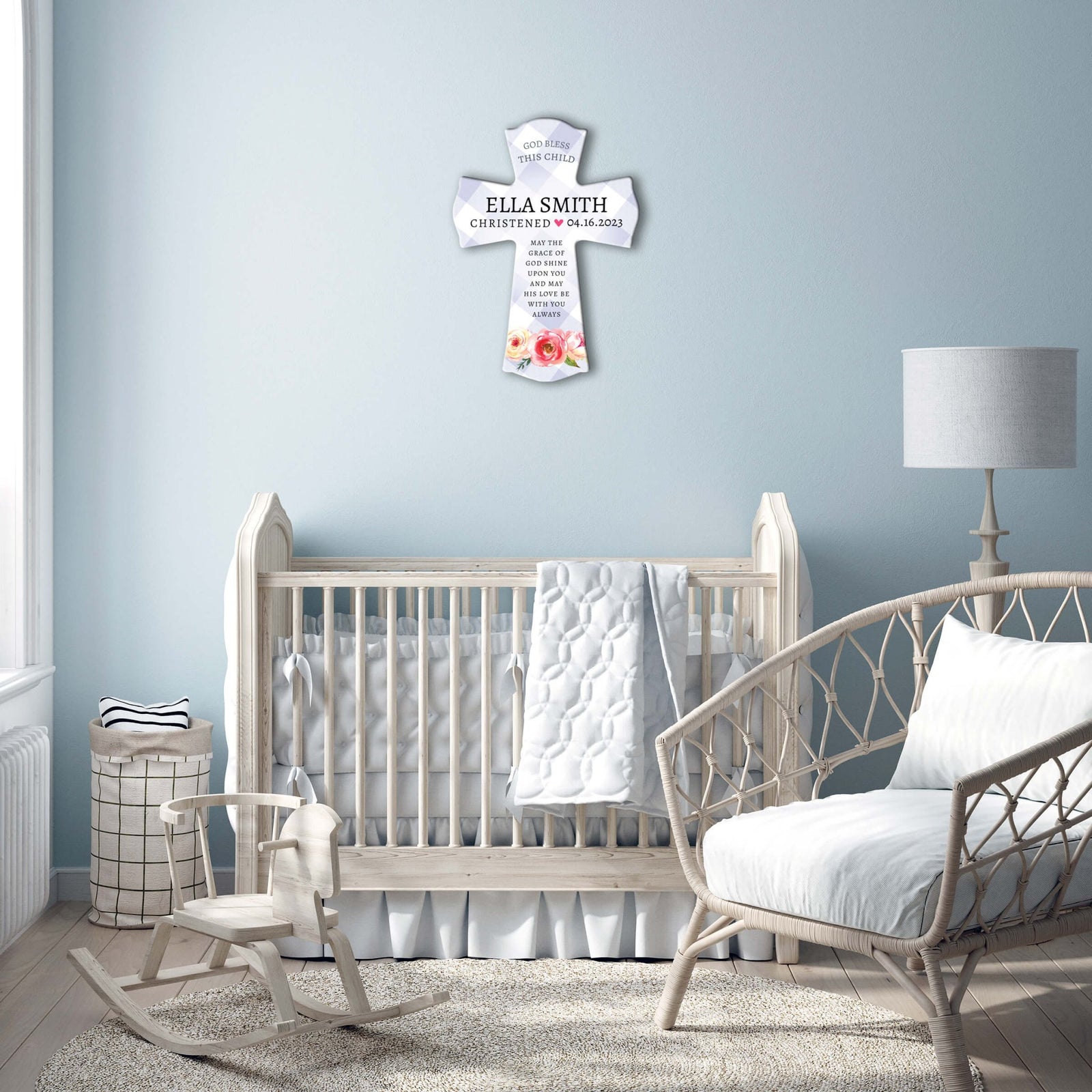 Personalized Wooden Cross for Christening Gifts - May The Grace - LifeSong Milestones