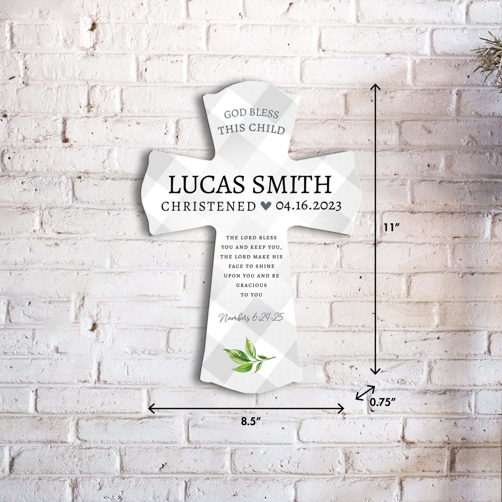 Personalized Wooden Cross for Christening Gifts - The Lord Bless - LifeSong Milestones