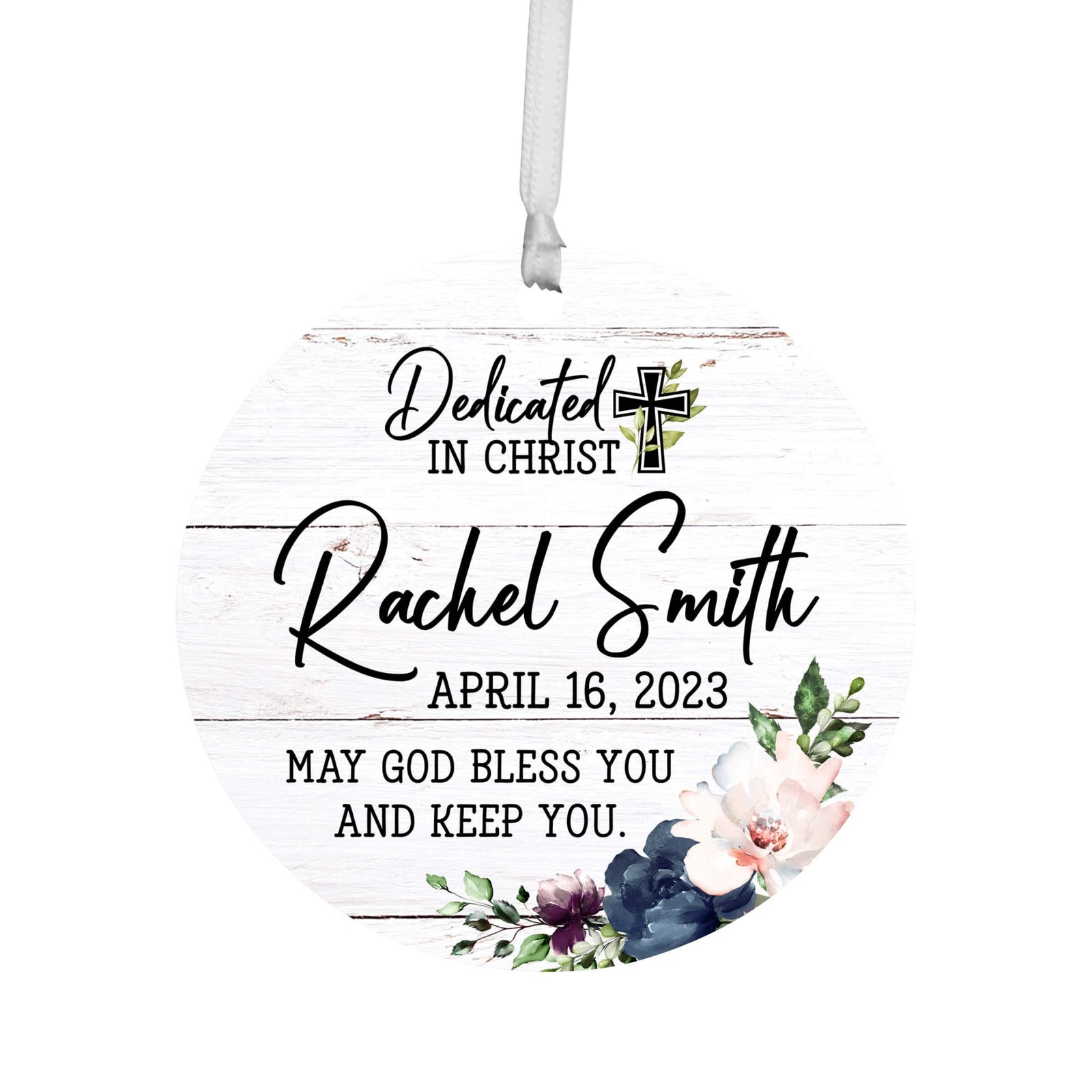 Personalized Unique Wooden Baptism Ornament Gift for Godchild