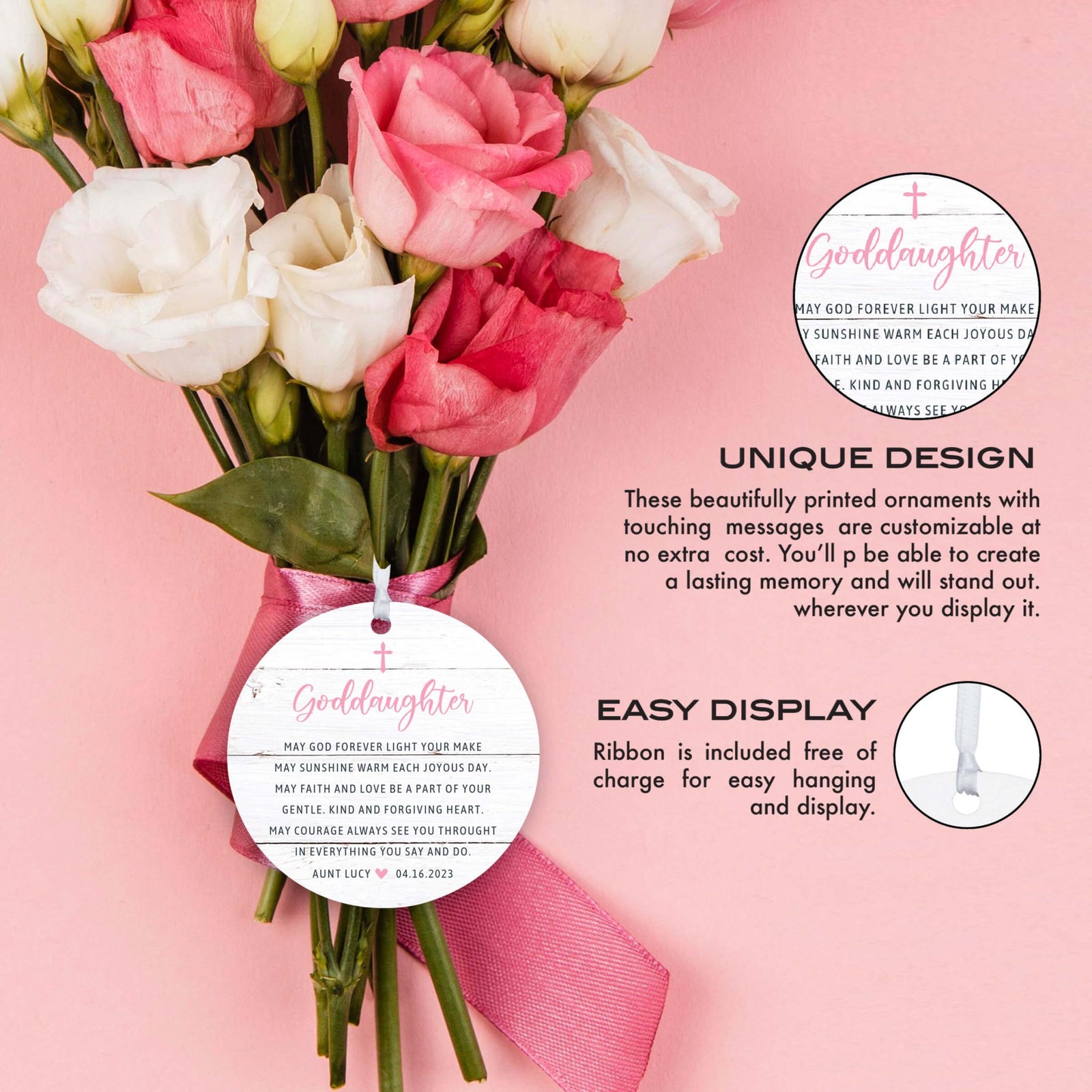 Unique baptism ornament gifts for Goddaughter